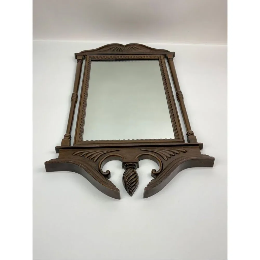 Vintage 1972 Burwood Products Co Colonial Style Wood Wall Accent Mirror 32.5in H